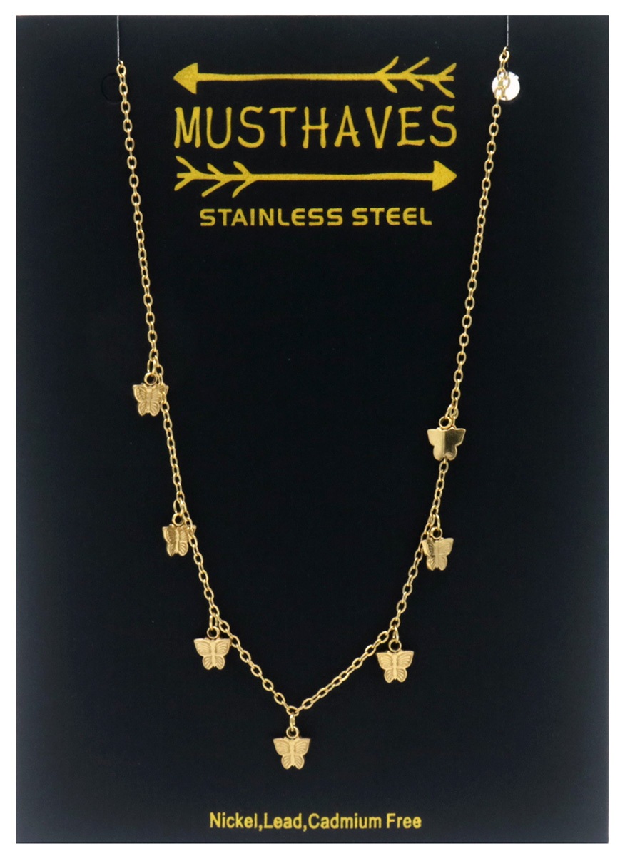 J-C8.3 N1033-001G S. Steel Necklace Butterflies 40-45cm