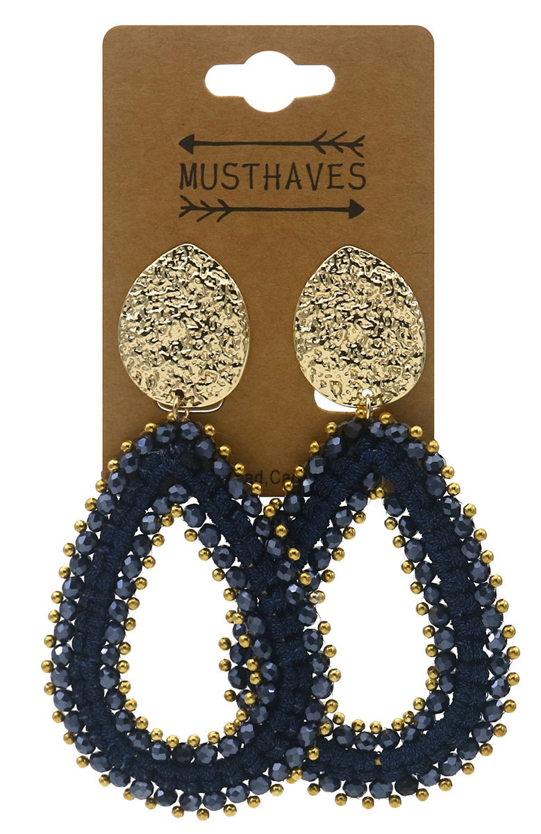 G-E5.5  E2591-134-3 Fashion Earrings Glassbeads 8x4.5cm Blue