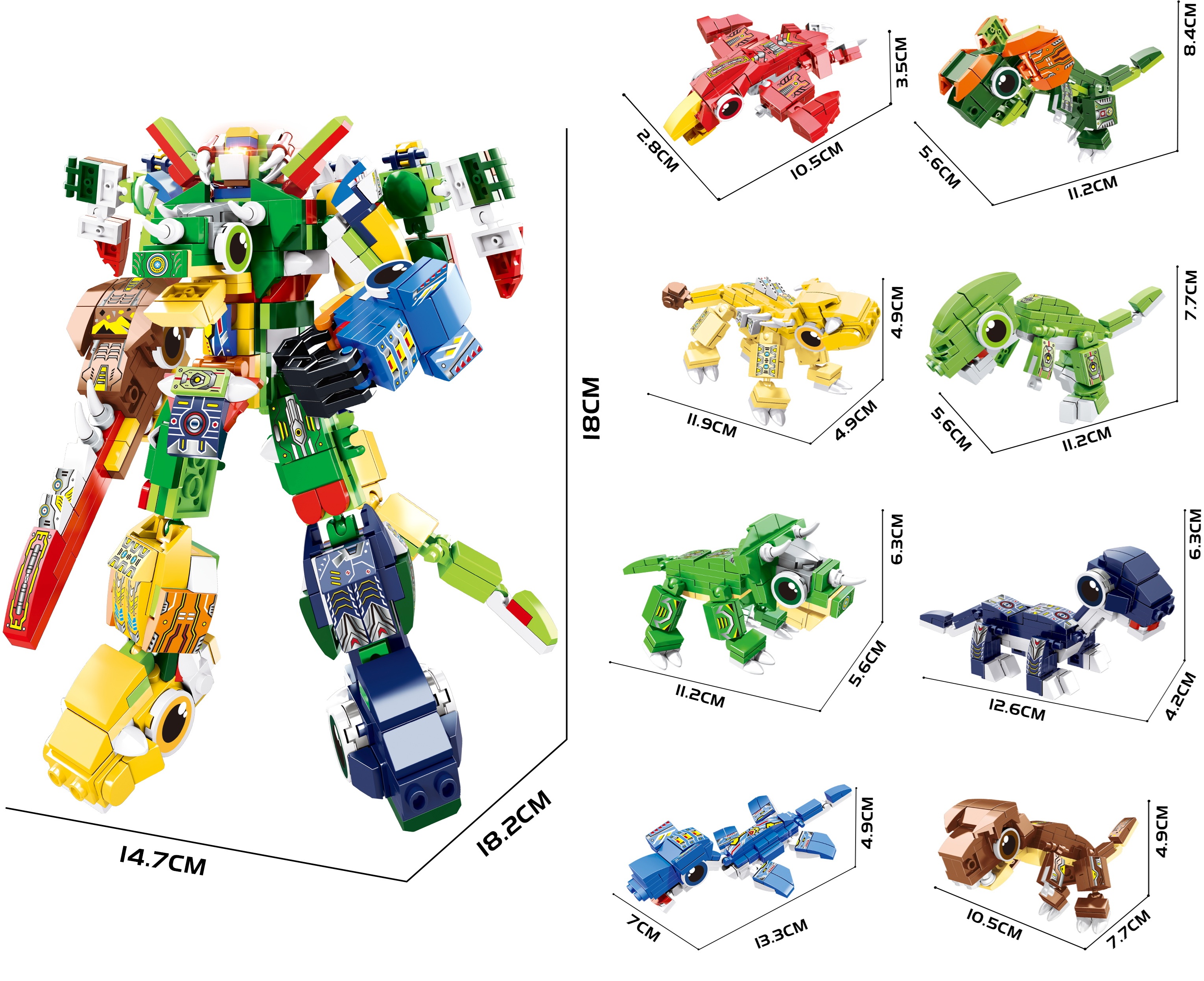 Y-E3.2  BB011 Building Block Set Dinosaur Ranger 8 in 1 - 791pcs