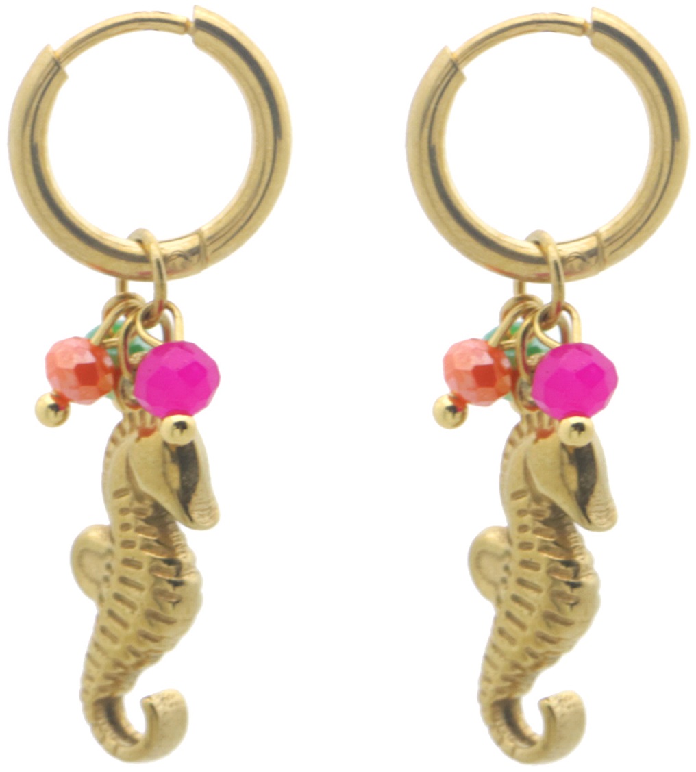 B-D18.4 E936-007G S. Steel Earrings Seahorse 3.5cm