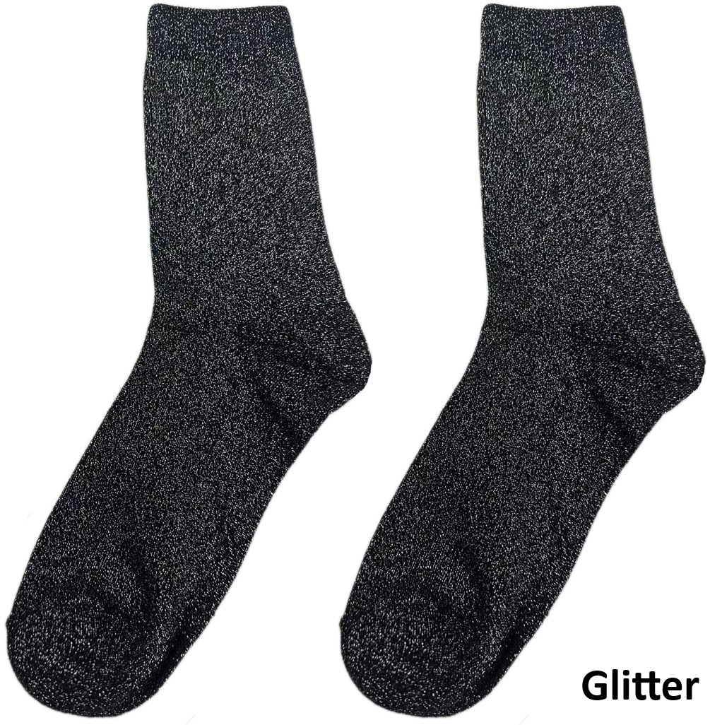 S-F2.2 SOCKS2512-200-8 Socks Glitter Sze 38-45 Black