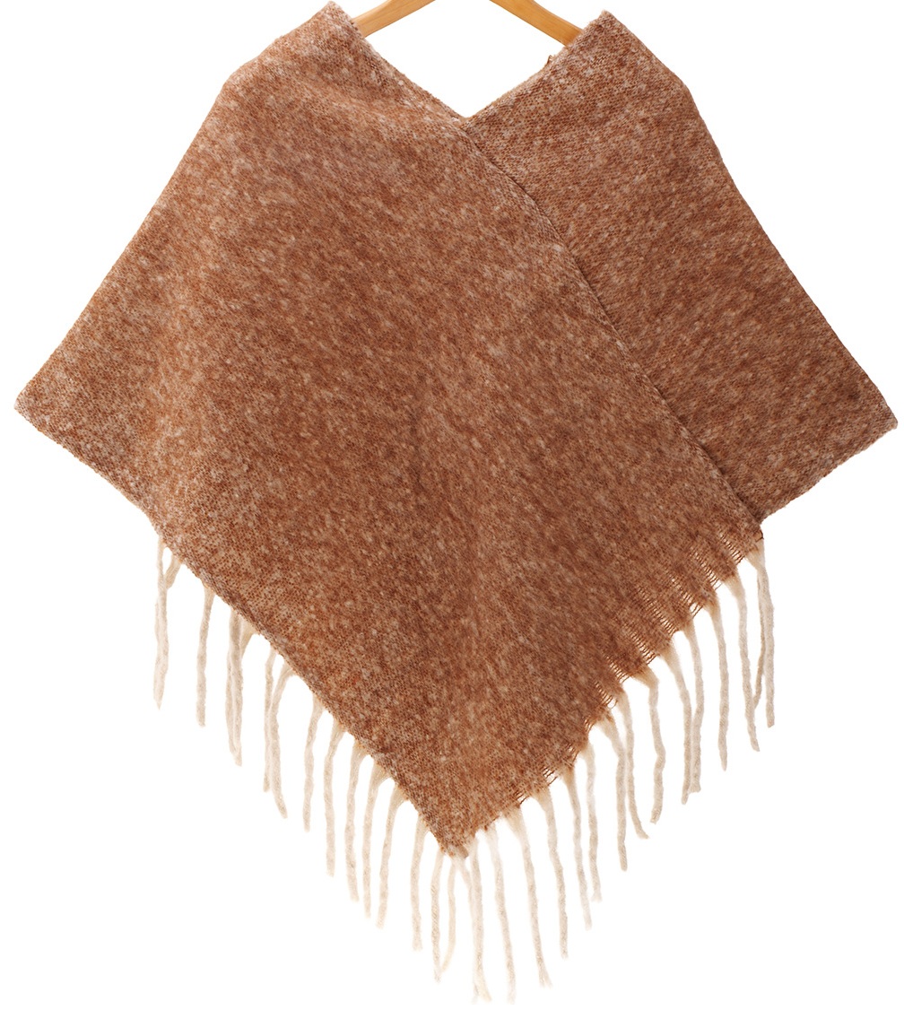 T-N8.2 SCARF2588-011-7 Woven Winter Poncho Brown T-N8.2 SCARF2588-011-7 Woven Winter Poncho Brown