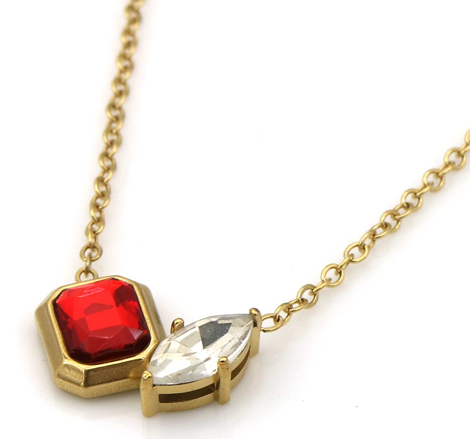 A-B3.1 N25106-045G S. Steel Necklace Crystals 40-45cm