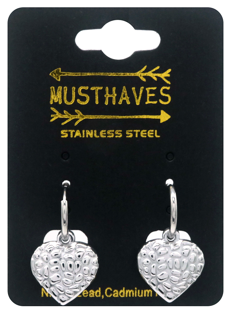 H-B5.1 E2567-008S S. Steel Earrings Heart 2.5 x1cm