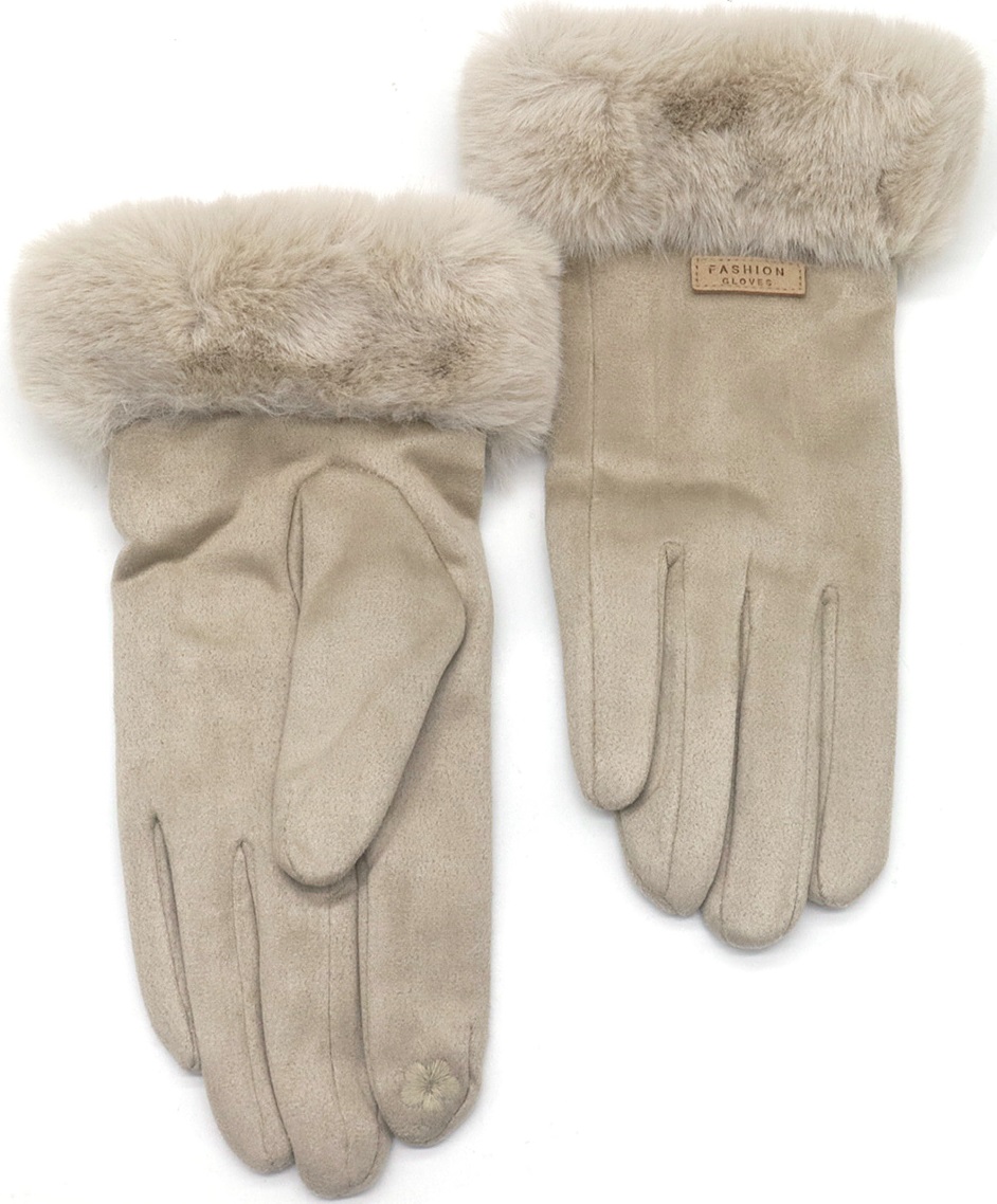 X-N10.2 GLOVE403-124-2 Gloves Faux Fur Beige