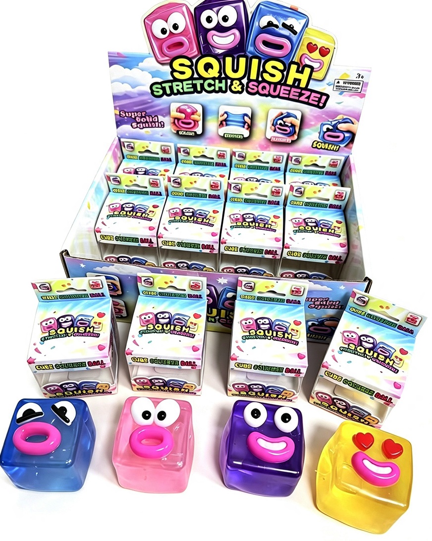 T-O8.1 TOY003-015 Sugar Squishy Cube Smiley - 12pcs