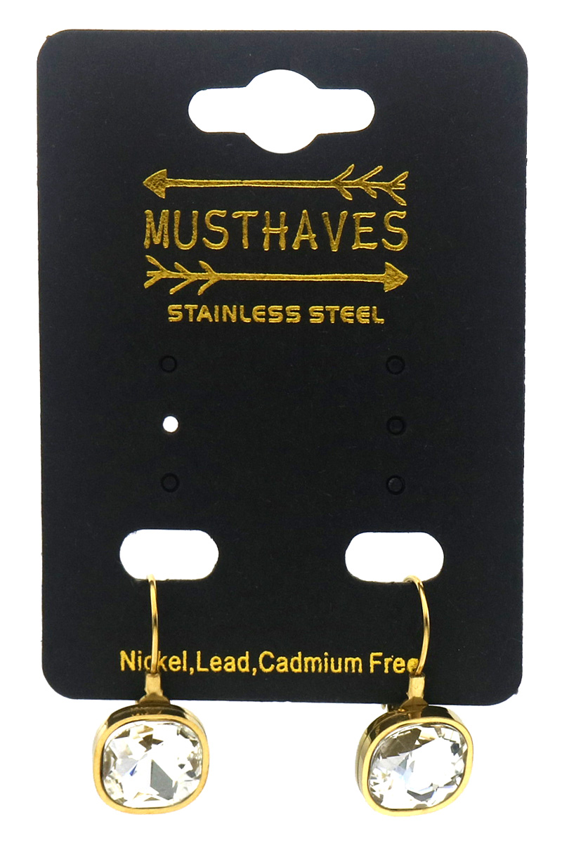 H-D7.1 E25106-075G-2 S. Steel Earrings Crystal 2.5cm White