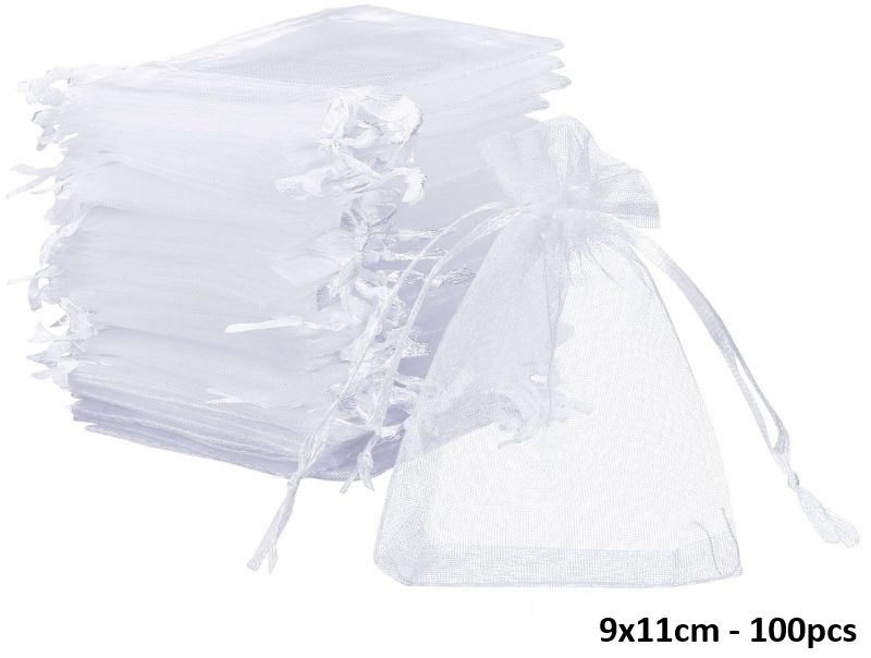 T-D2.1 PK1032-009 Organza Bag 9x11cm White - 100pcs