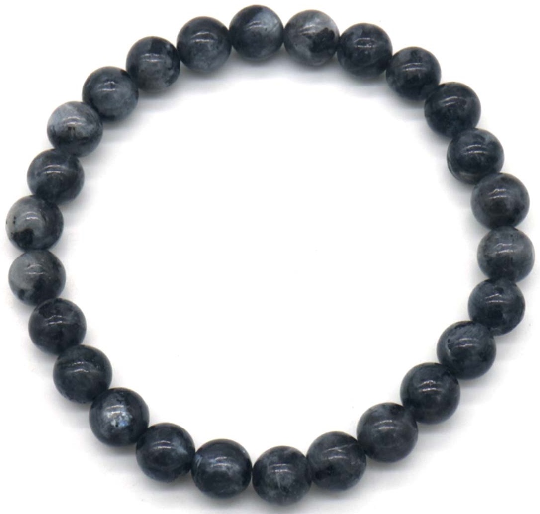 H-B25.1  B001-061 Stone Bracelet 8mm -Black Flashing Stone - 21cm