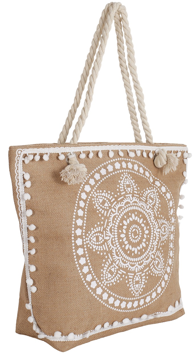 R-A3.2 BAG1111-002-2 Beach Bag with Tassels 50x38x16cm White