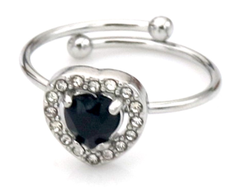 D-C19.2  R1134-004S S. Steel Ring Crystals Hearts Adjustable