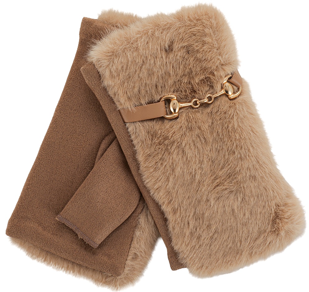X-B3.2 GLOVES7040-032-4 Gloves Fingerless Faux Fur Brown