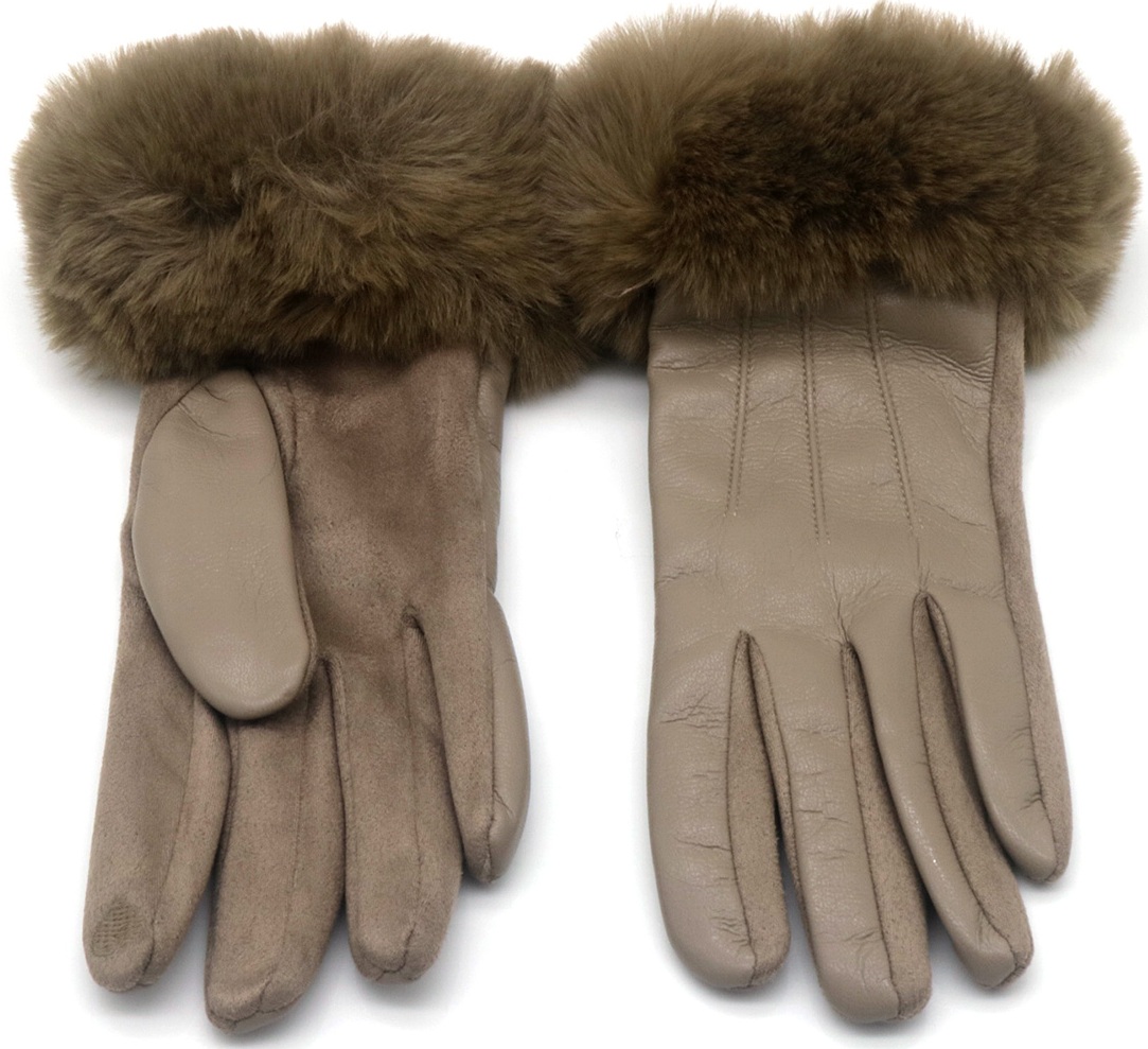 T-A4.2 GLOVES1002-008-2 PU Gloves Faux Fur Brown