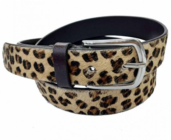 S-B4.3 W020 Leather Belt Leopard 3x95cm