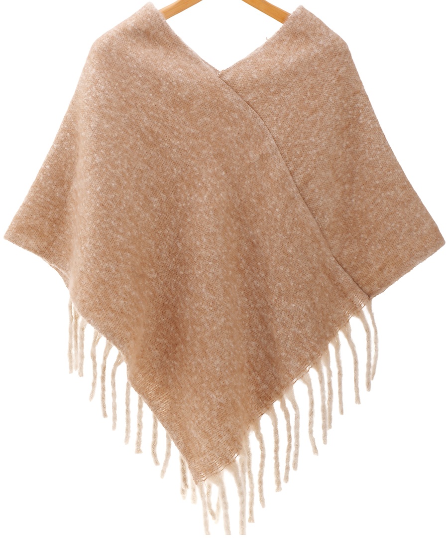 T-F4.1 SCARF2588-011-6 Woven Winter Poncho Brown