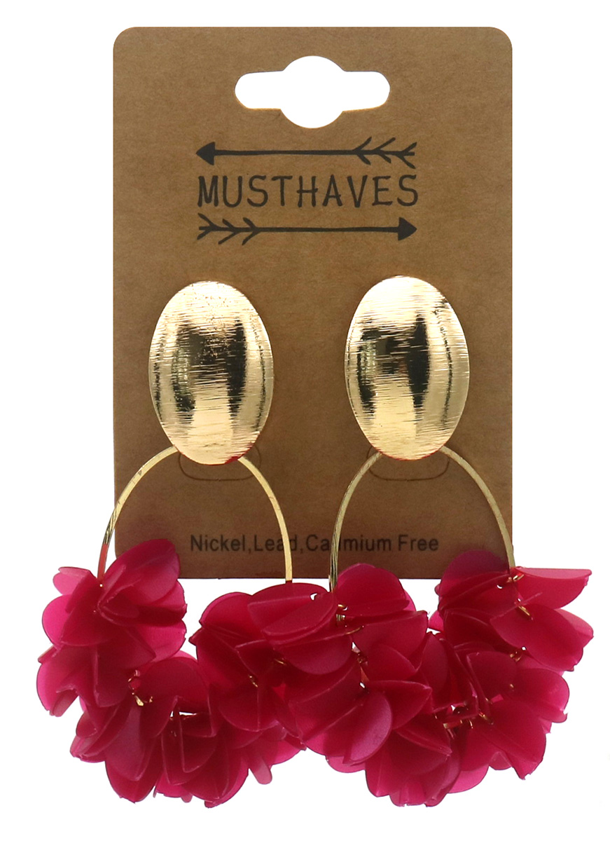 H-A10.1 E2591-146-4 Fashion Earrings Shiny 6x3.5cm Pink