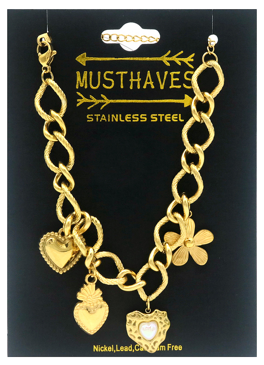 C-F16.2  B2567-067G S. Steel Bracelet Hearts