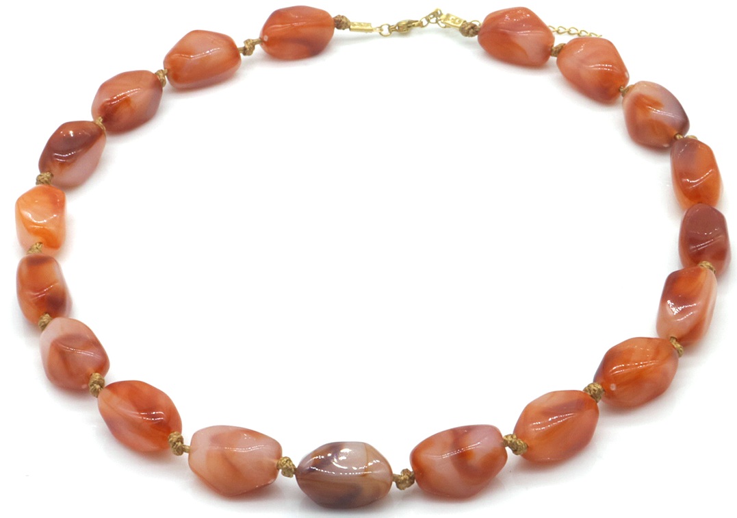 G-B1.1 N2582-016-3 Necklace with Acrylic Beads 47-55cm Brown