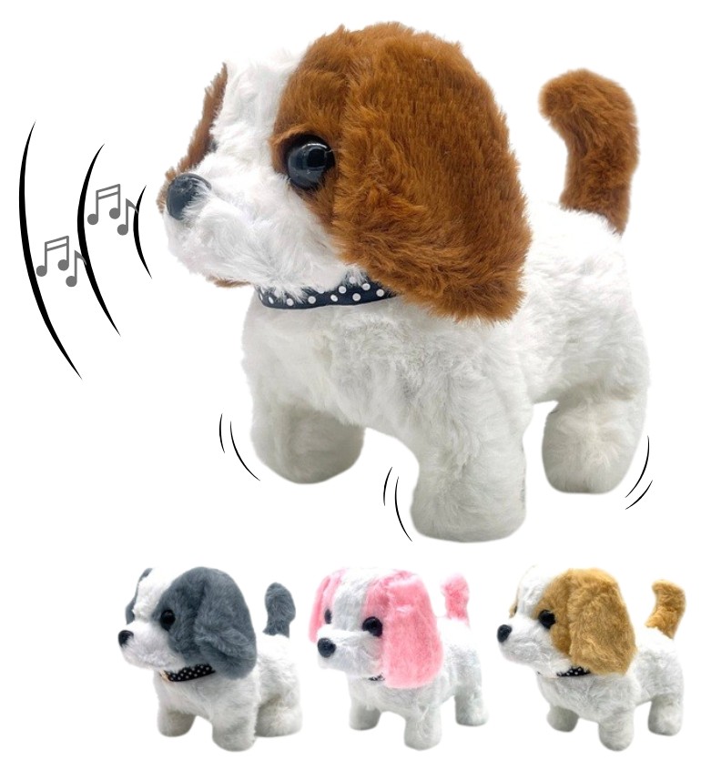 K-D3.2 TOY1149-005 Walking Dog 15cm Movement-Sound - Mixed Colors - 1pc
