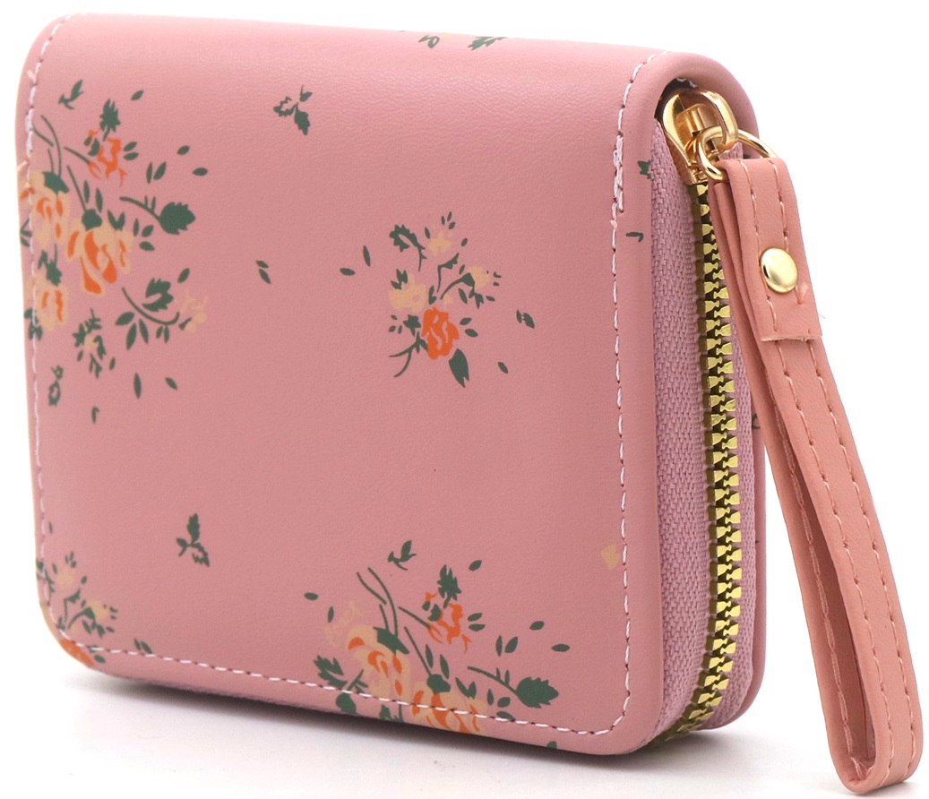 X-L6.2  WA1121-001-4 PU Wallet Flowers 11x9x2.5cm Pink