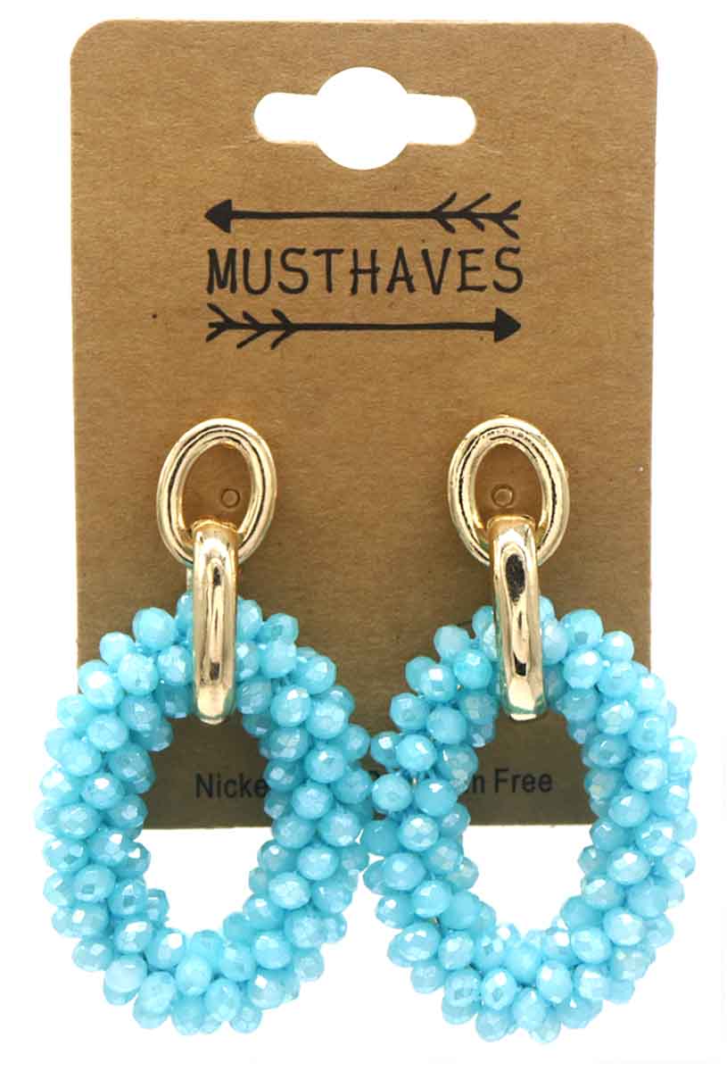 D-C15.1 E725-001 No. 11 Earrings Glass 5cm Blue