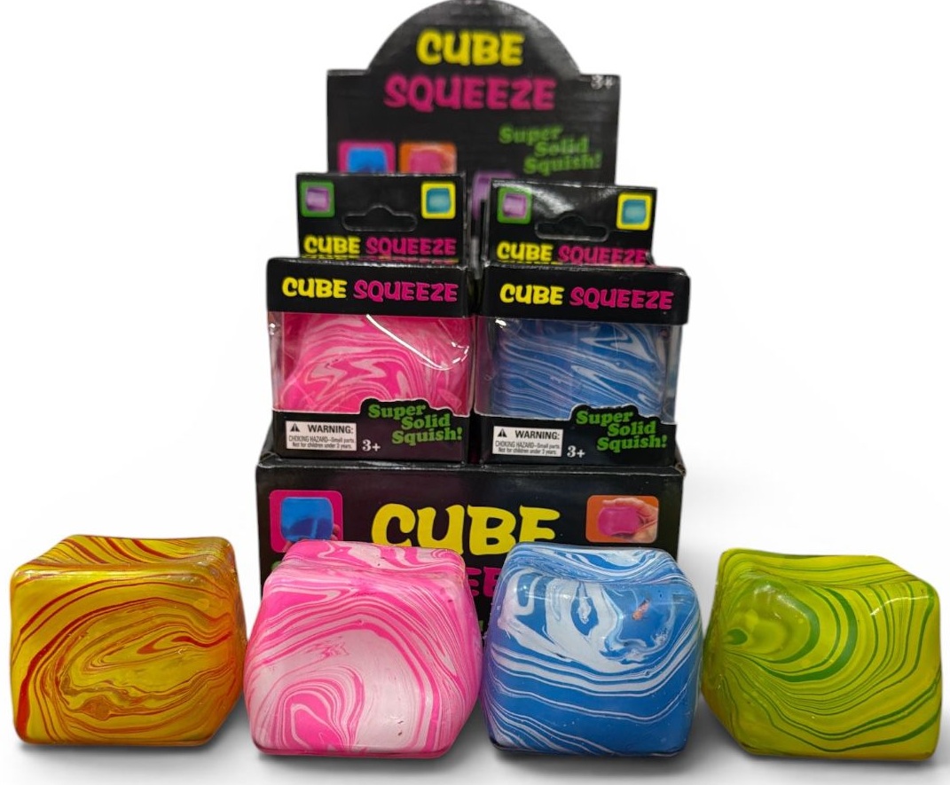 Q-N8.1 TOY2610-089 Sugar Squishy Cube Striped - 12pcs