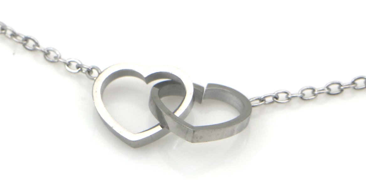 C-E19.3 N2616-038S S. Steel Necklace Hearts 40-45cm