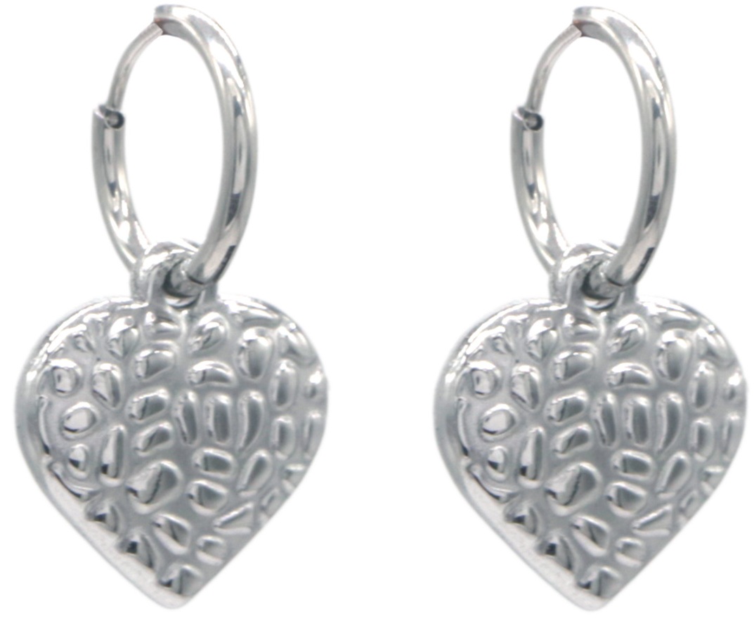 H-B5.1 E2567-008S S. Steel Earrings Heart 2.5 x1cm