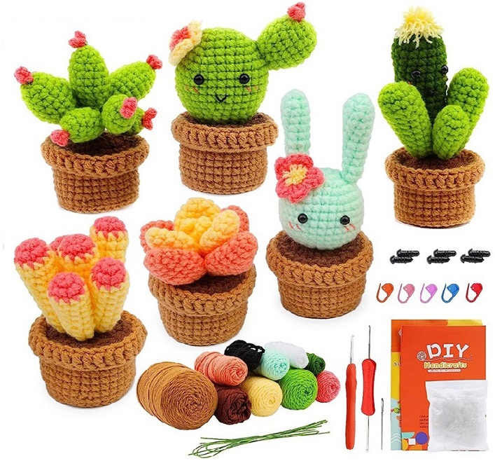 L-F8.1 DIY2604-102 DIY Crochet Kit - Plants 6pcs