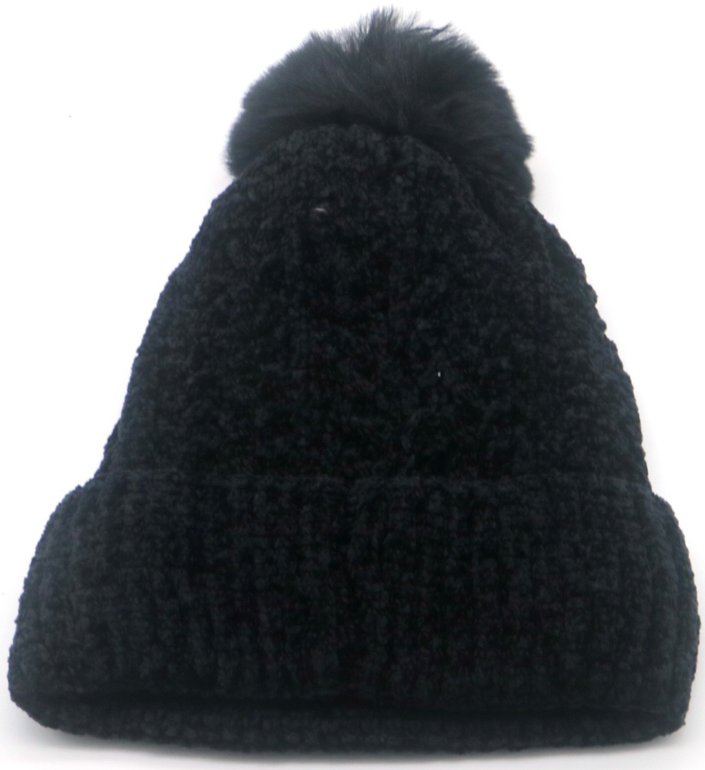 Z-F6.4 HAT001-001-1 Beanie Hat with Pompon Black