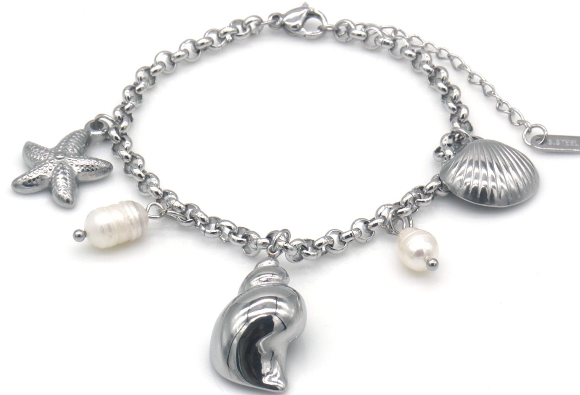 F-E5.2 B2567-036S S. Steel Bracelet Shell 16-21cm