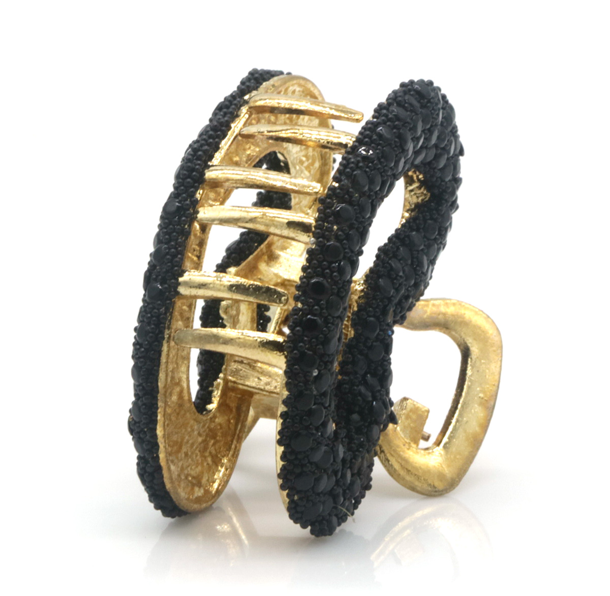 I-E23.2 H1039-017G Hair Claw Crystals Heart Black 4.5cm
