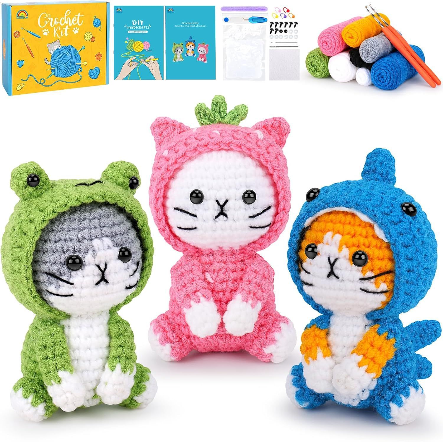 K-F7.1 DIY2604-092 DIY Crochet Kit - 3pcs Cats