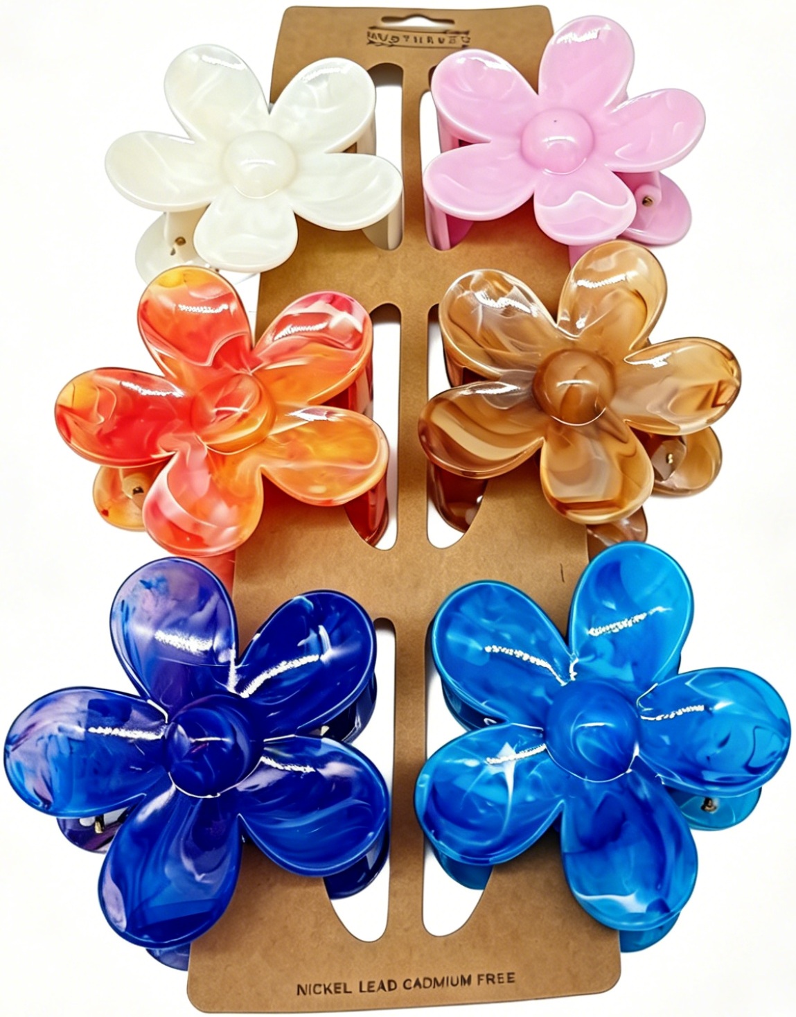K-B7.2 H1124-003 Hair Claw Flower 8cm - Set 6pcs