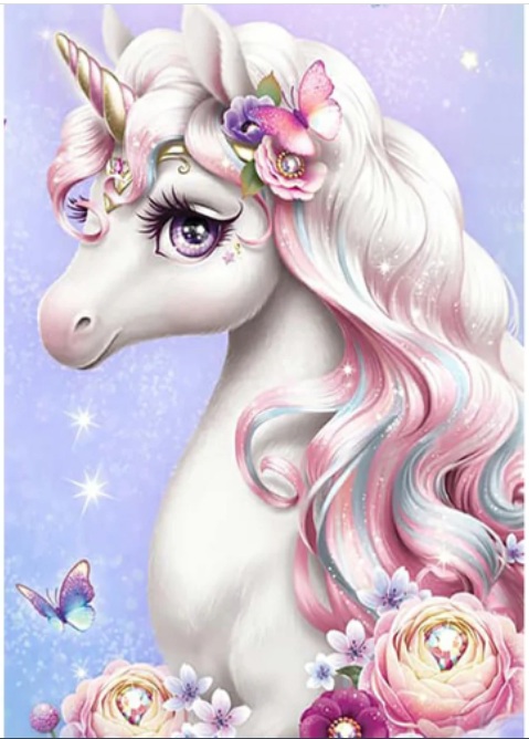 K-F2.1 DP2545006  Diamond Painting -Canvas 30x20cm - Painting 25x15cm Unicorn