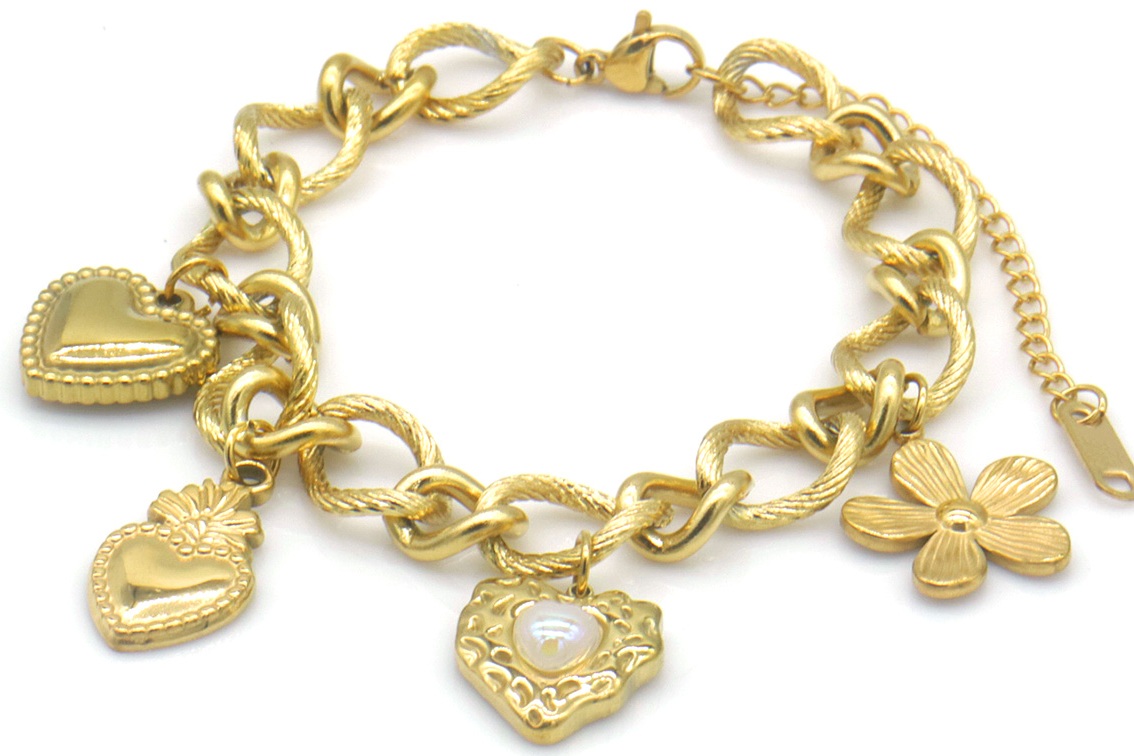 C-F16.2  B2567-067G S. Steel Bracelet Hearts