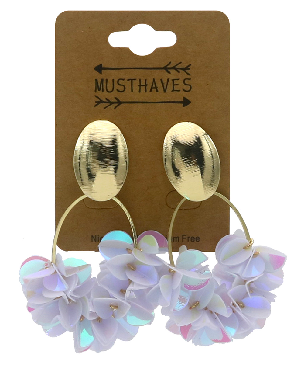 B-C23.1 E2591-146-3 Fashion Earrings Shiny 6x3.5cm White