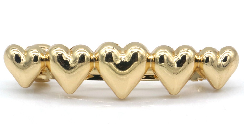 F-E11.2 H1039-011G Metal Hair Clip Hearts 8cm