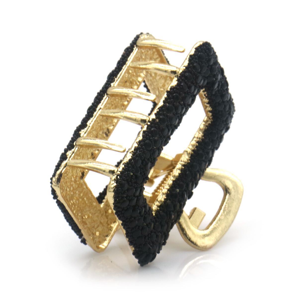 I-E17.3 H1039-017 Hair Claw Crystals Black 4.5cm