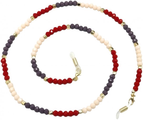 J-A9.1  GL1660-014 Sunglass Chain Faceted Glasssbeads Red