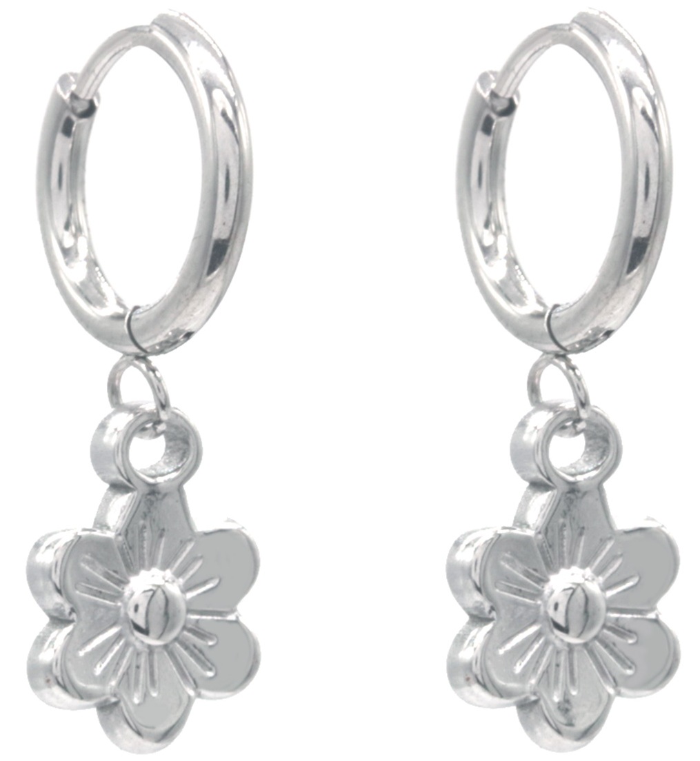 A-B6.5 E103-267S S. Steel Earrings Flower 3x1cm