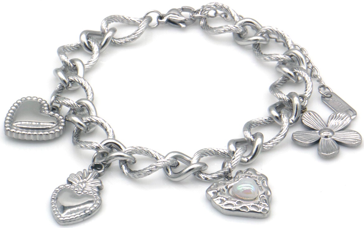 C-E19.2 B2567-067S S. Steel Bracelet Hearts