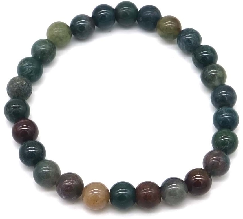 H-B14.2  B001-038 Stone Bracelet 8mm - Indian Agate - 21cm