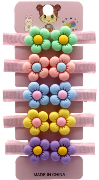 C-C23.2 H717-004 Hair Clips Set Flowers  10pcs for Kids