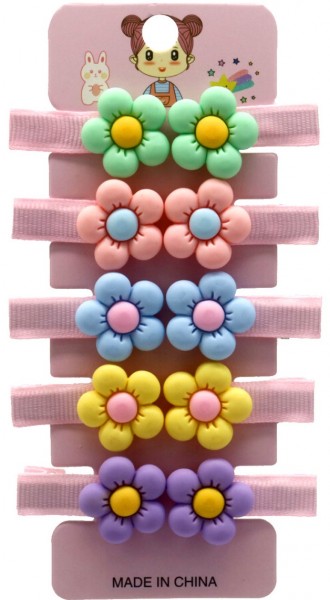 C-C23.2 H717-004 Hair Clips Set Flowers  10pcs for Kids C-C23.2 H717-004 Hair Clips Set Flowers  10pcs for Kids