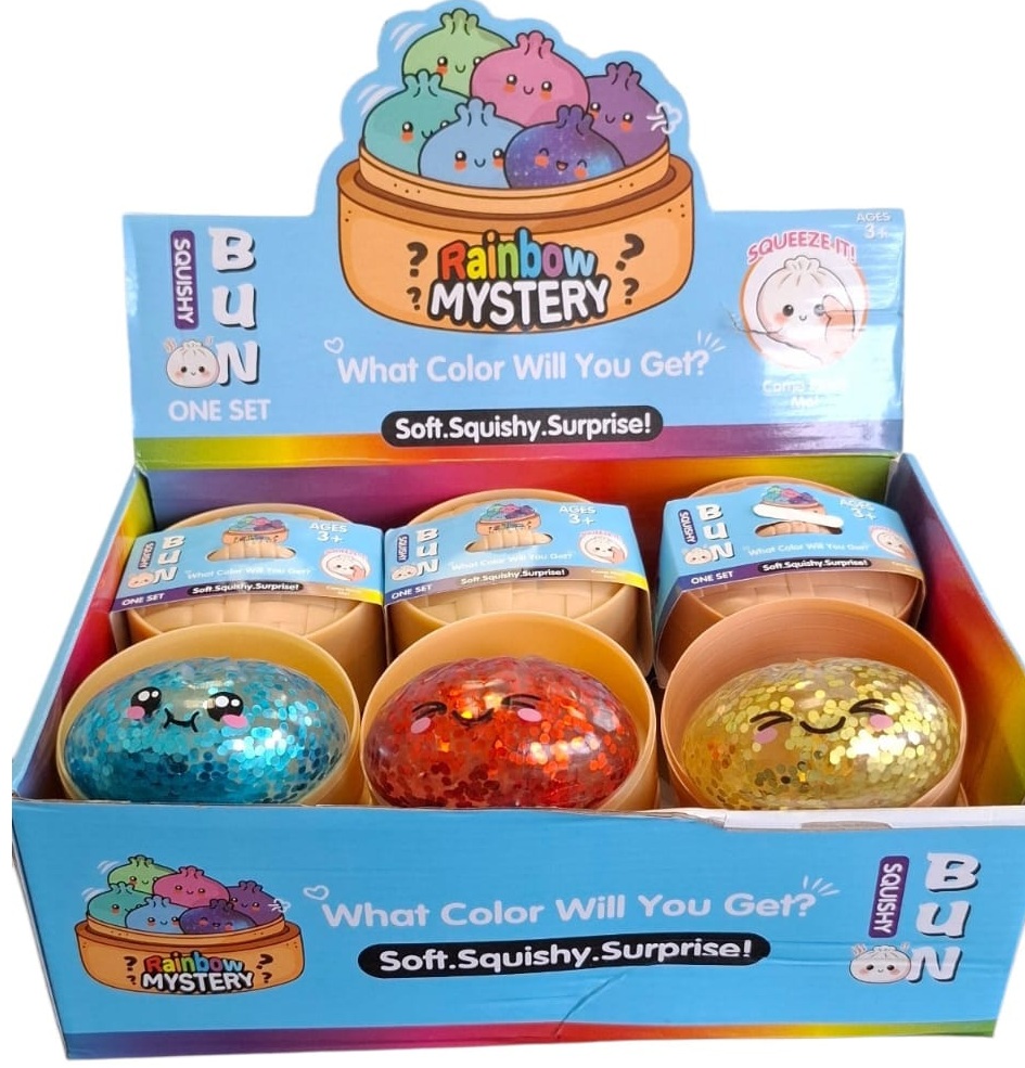 T-O8.1 TOY004-006 Squishy Dumpling 8.5cm -12pcs Large Glitters