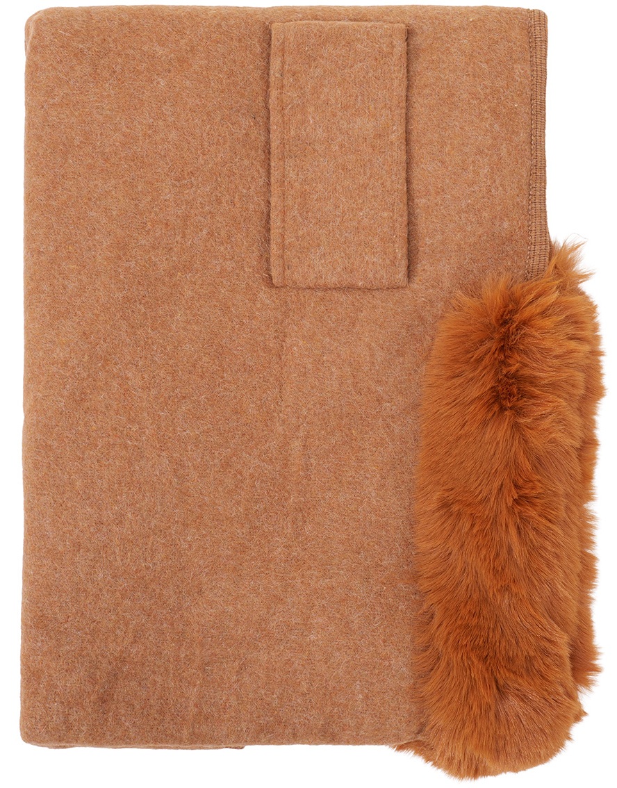 T-P4.2 SCARF1005-003-3 Luxury Poncho Faux Fur Brown