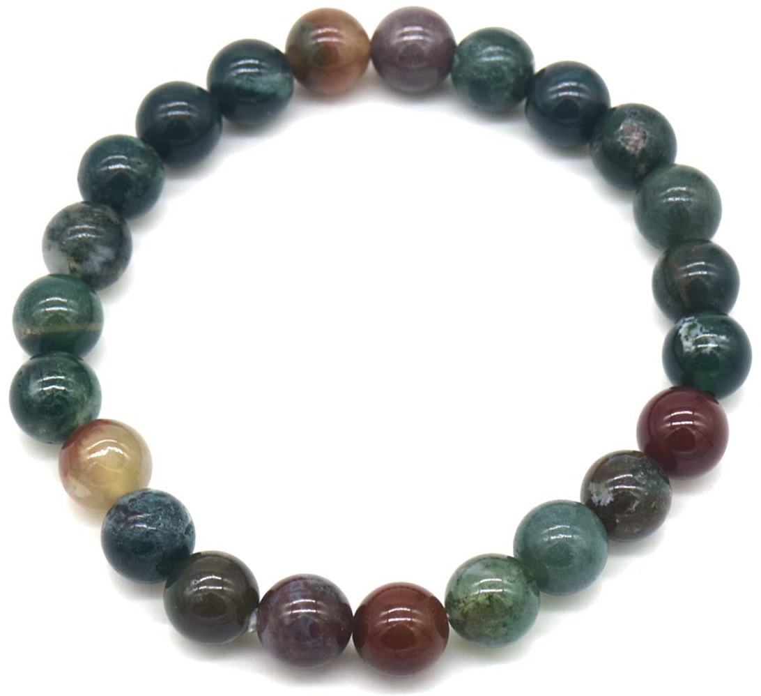 H-C14.2  B001-038 Stone Bracelet 8mm - Indian Agate - 19cm