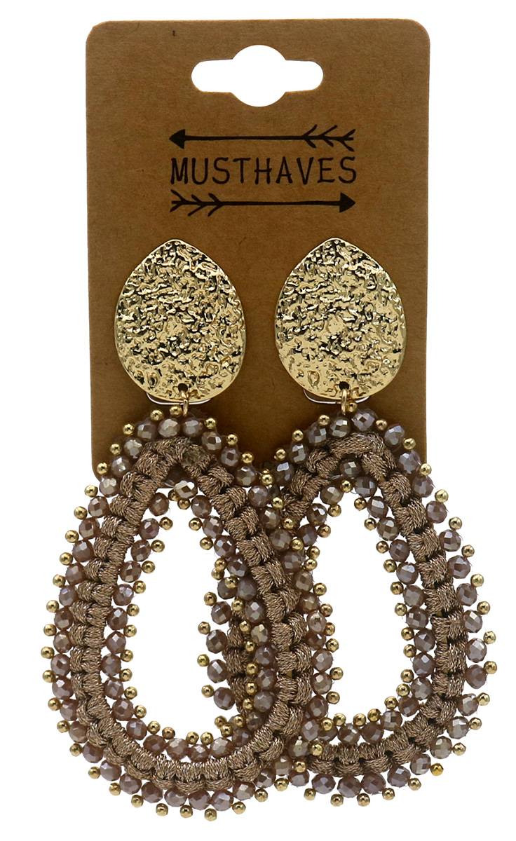 J-F7.2 E2591-134-2 Fashion Earrings Glassbeads 8x4.5cm Brown