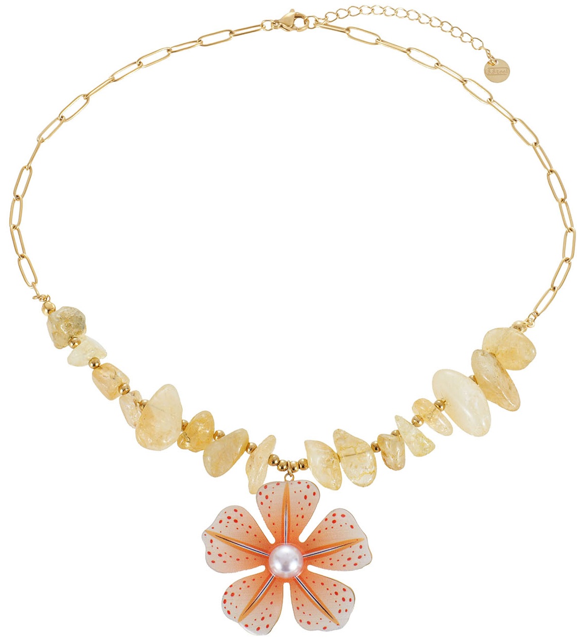 H-A23.1 N1160-028G S. Steel Necklace Stones-Flower 40-45cm